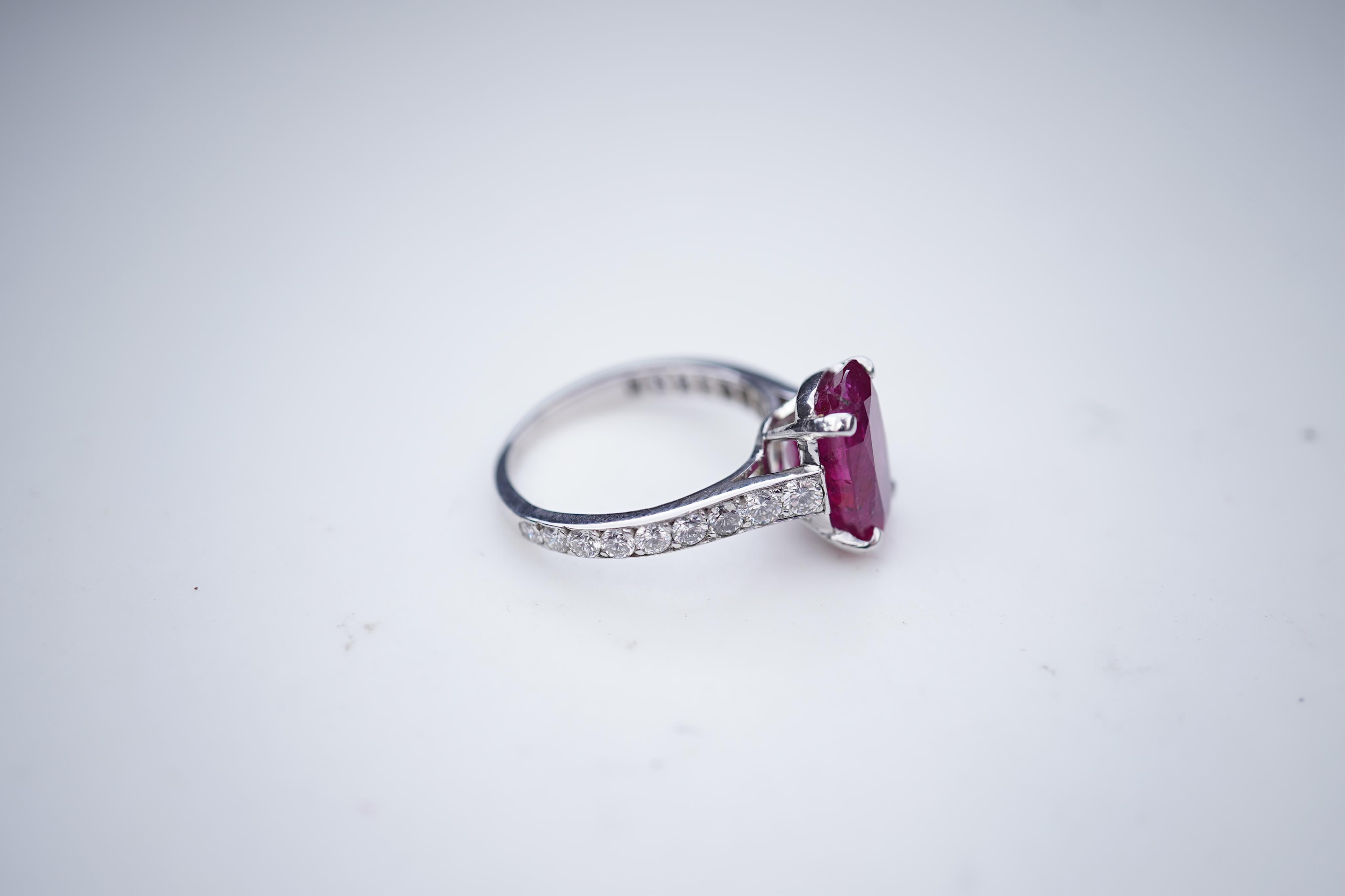 An attractive unheated ruby and diamond ring